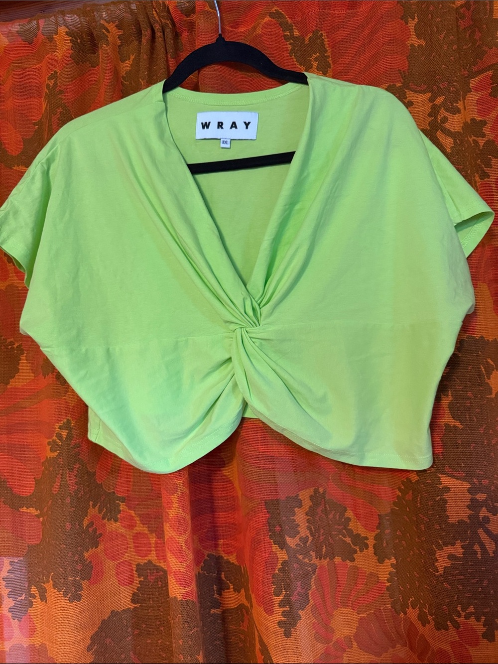 WRAY Lime Green Knot-Front Crop Top